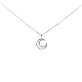14k White Gold .15ct G SI1 Round Diamond Moon Necklace